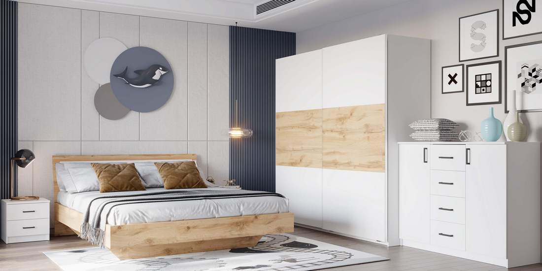 Sliding-door wardrobe with a mirror for the bedroom