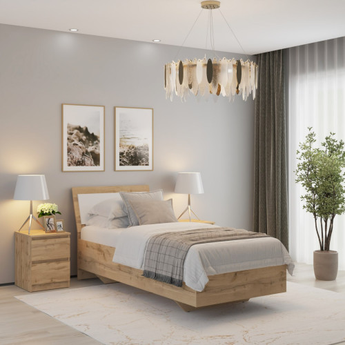 Кровать односпальная MebelStar Бьянка Ламели 90x200 см Дуб тахо/Аляска белый (MBS-1026)