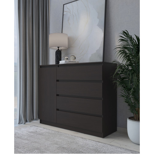 MebelStar Chest of Drawers Neo 1D4Sh Dark wenge, 120x43x98 cm (MBS-1056)
