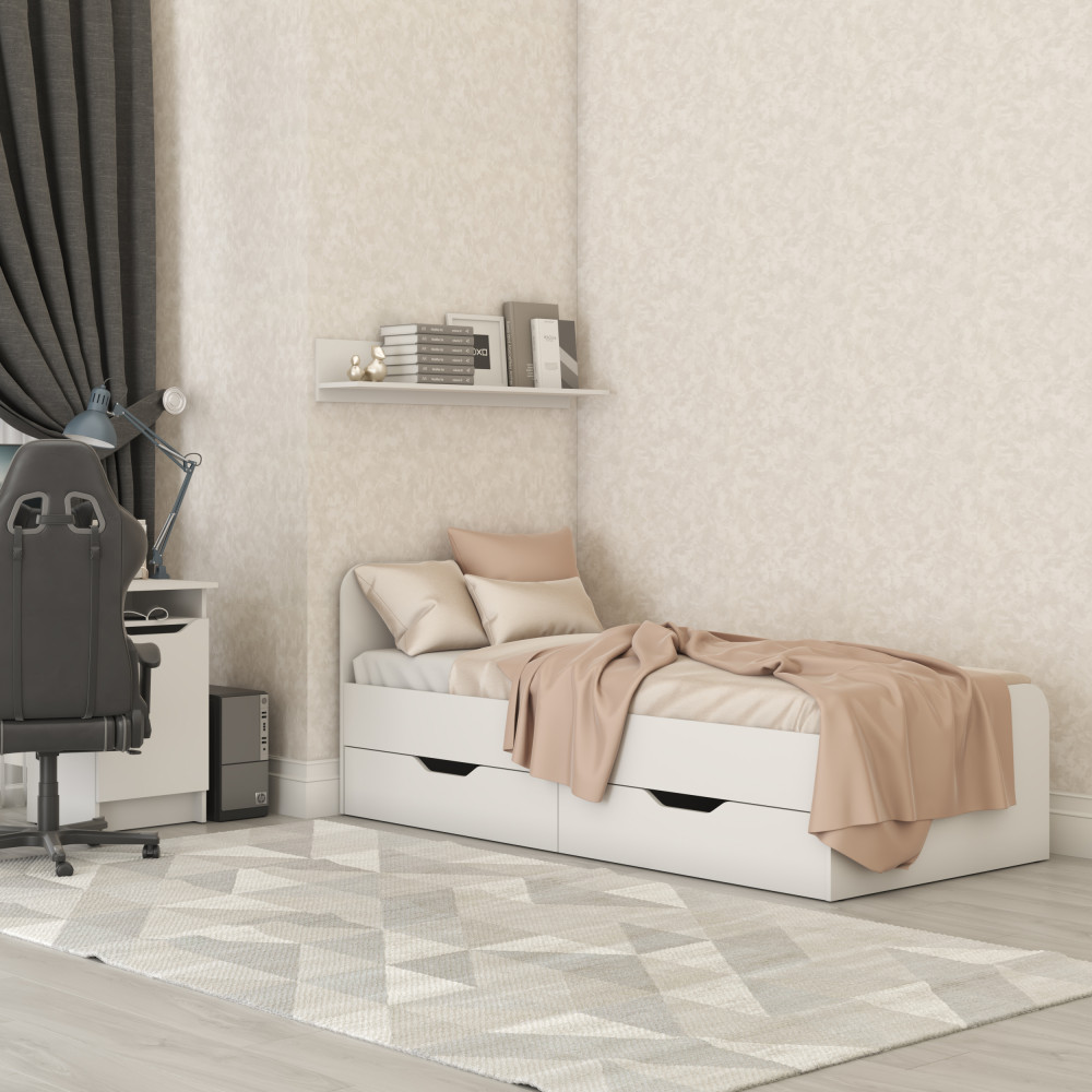 Кровать MebelStar Лилу 90x200 см с матрасом Obeliks Teos (MBS-3435)