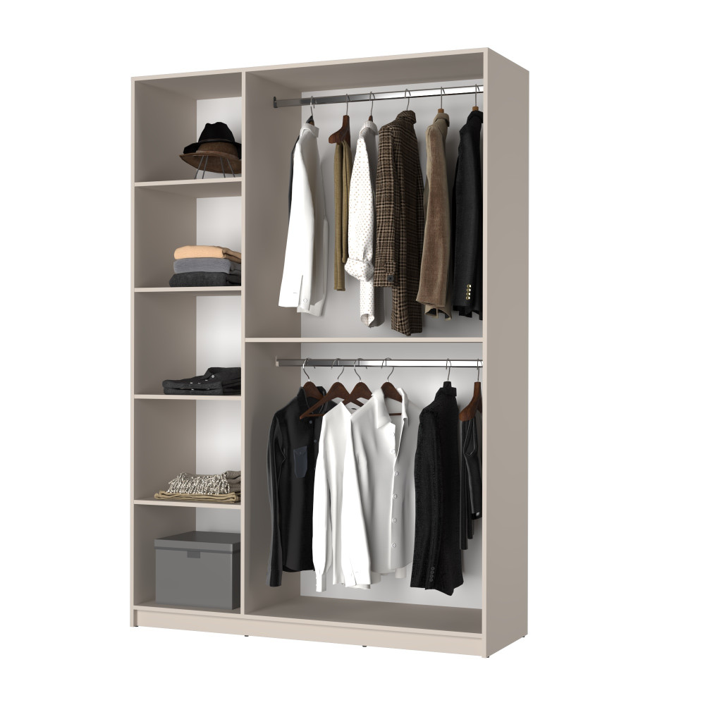 Шкаф 3-дверный MebelStar Оскар Gloss BL-B, дополнительная штанга 150x52x220 см Антрацит/Альмонд (MBS-5228)