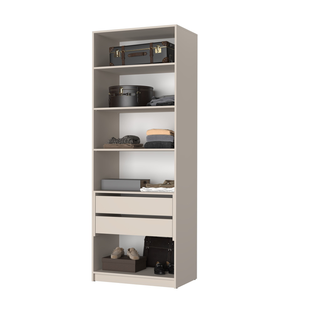 Шкаф 2-дверный MebelStar Оскар Gloss BL-B, блок ящиков+полки 80x52x220 см Антрацит/Антрацит (MBS-5138)