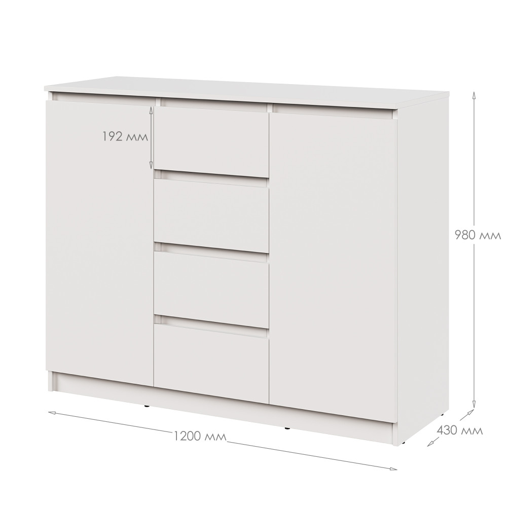 Комод в спальню MebelStar Нео 2Д4Ш 120x43x98 см Сіра мишка (MBS-1066)