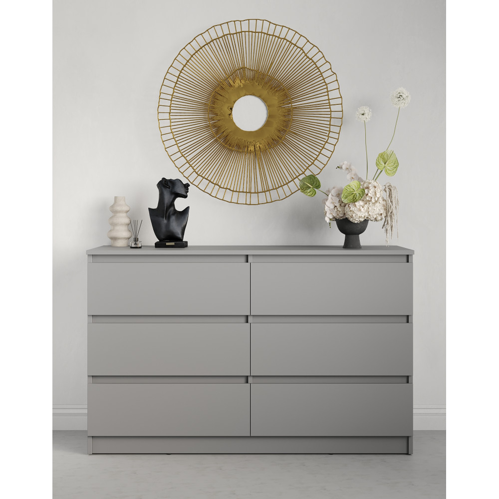 Комод для вещей MebelStar Нео 6Ш 120x43x75,5 см Серая мышка (MBS-1086)