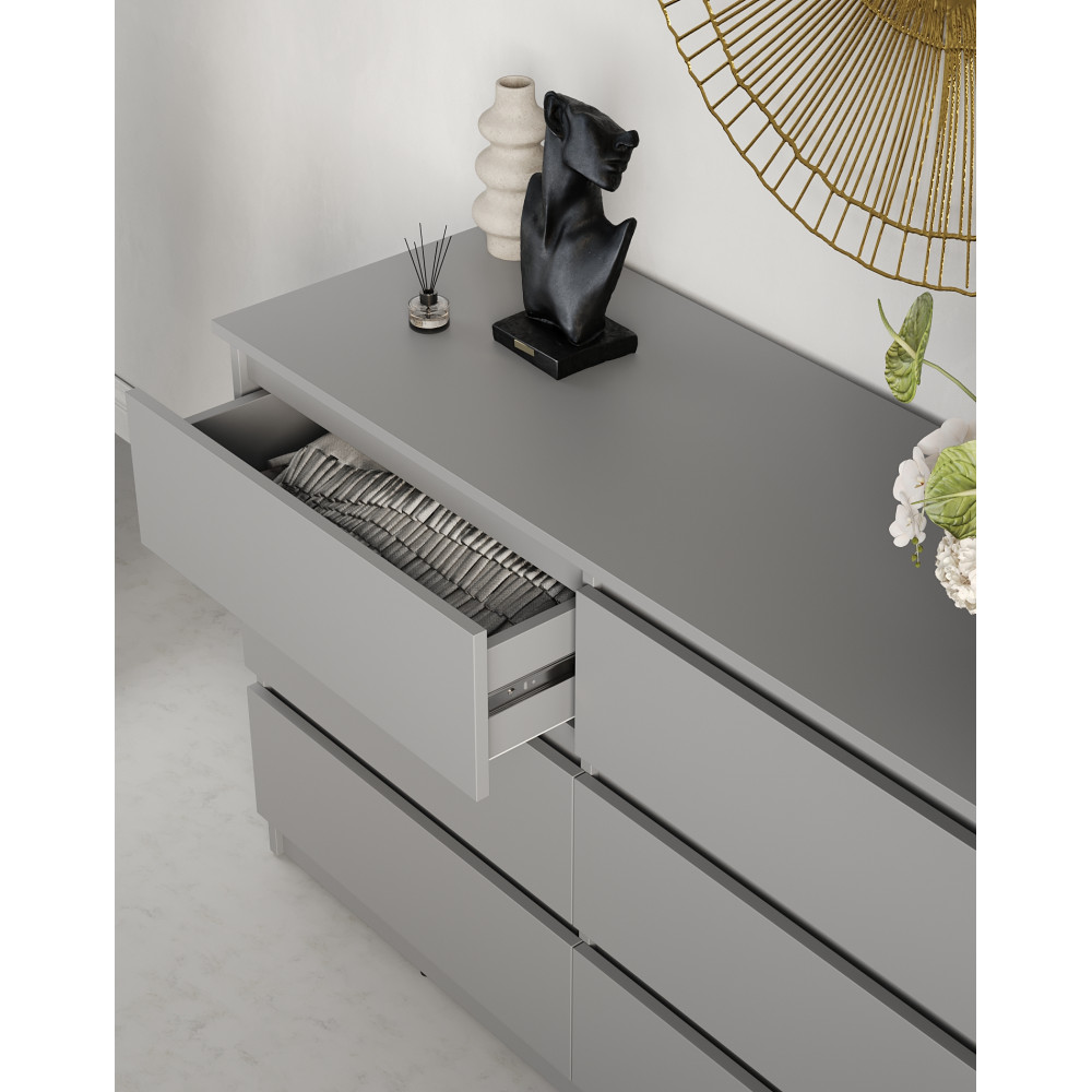 Комод для вещей MebelStar Нео 6Ш 120x43x75,5 см Серая мышка (MBS-1086)