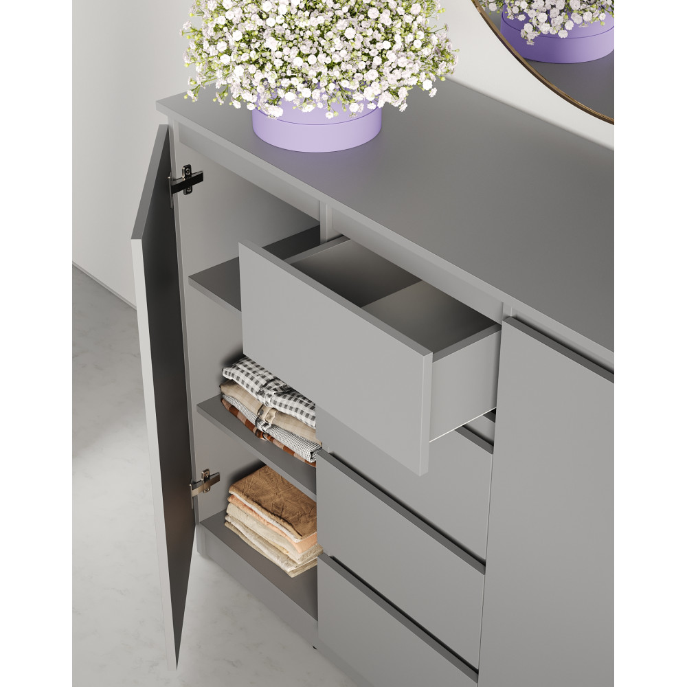 Комод в спальню MebelStar Нео 2Д4Ш 120x43x98 см Сіра мишка (MBS-1066)