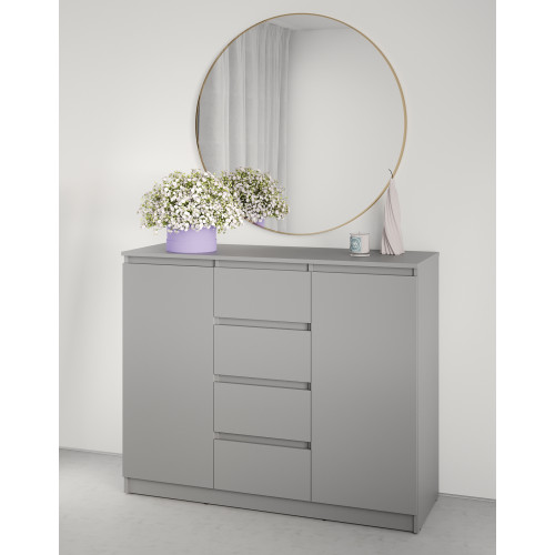 MebelStar Chest of Drawers Neo 2D4Sh Gray mouse, 120x43x98 cm (MBS-1066)
