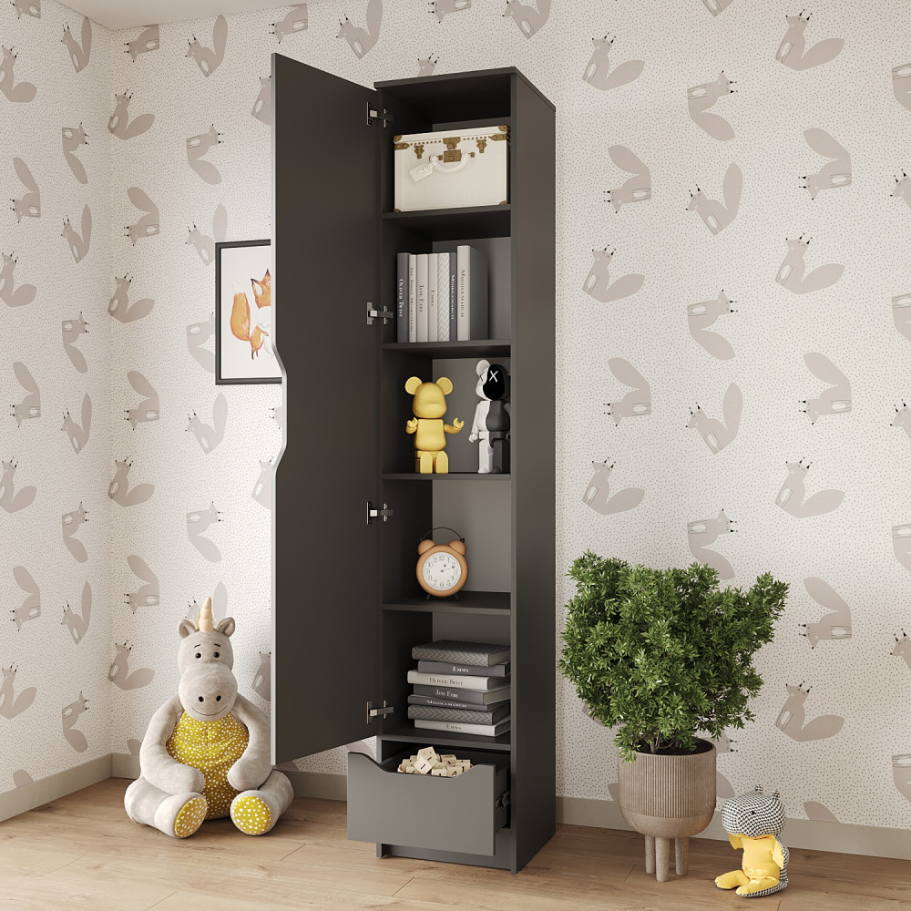 Пенал закрытый 1Д1Ш Лилу 40x40x210 см Антрацит (MBS-1386)