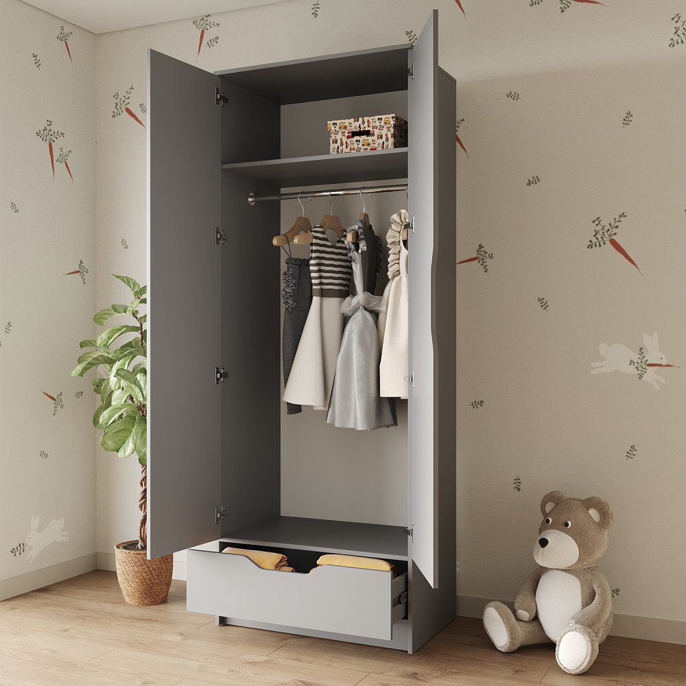 Шкаф распашной MebelStar 2Д1Ш Лилу 80x50x210 см Серая мышка (MBS-1406)