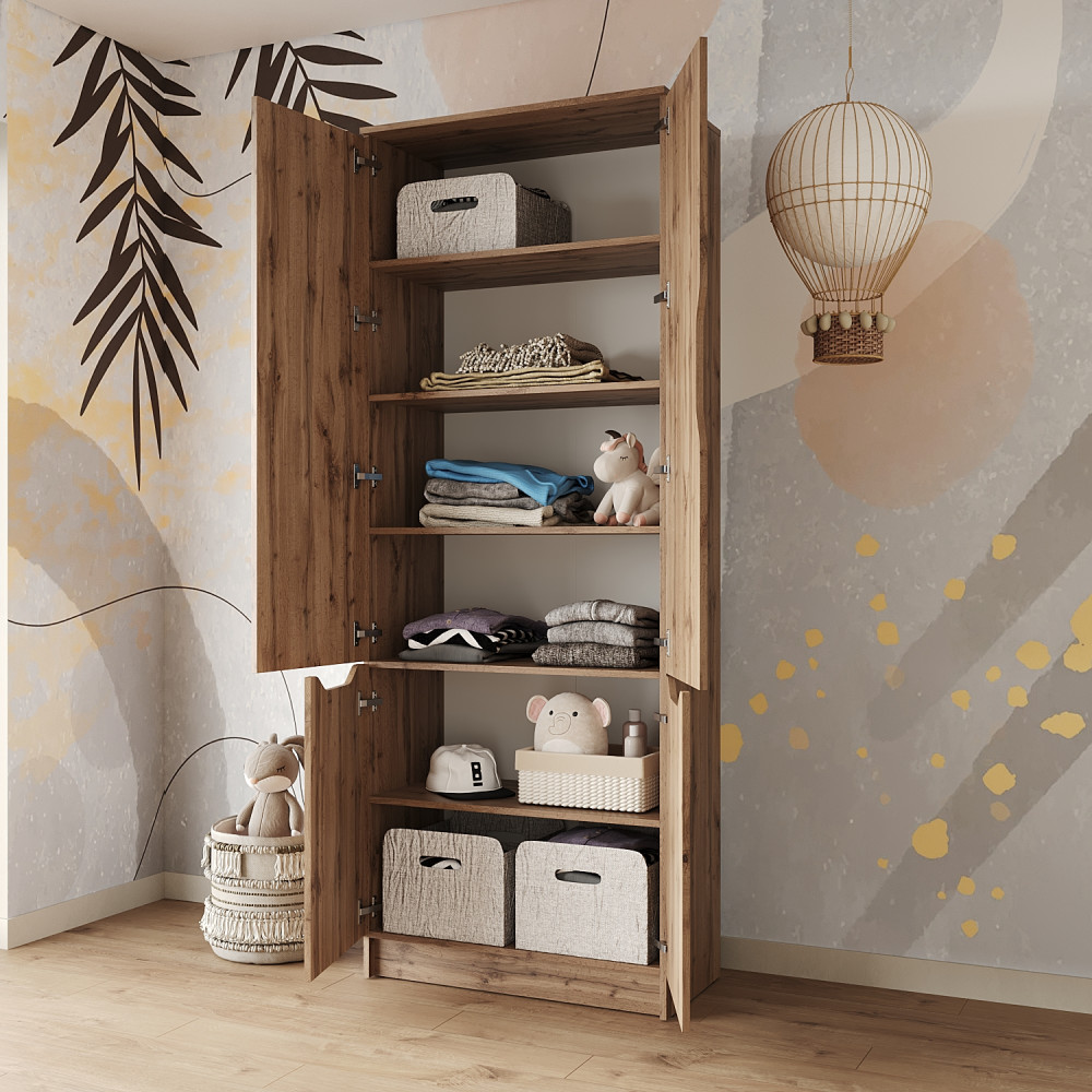 Шкаф распашной MebelStar 4Д Лилу 80x40x210 см Дуб тахо (MBS-1416)