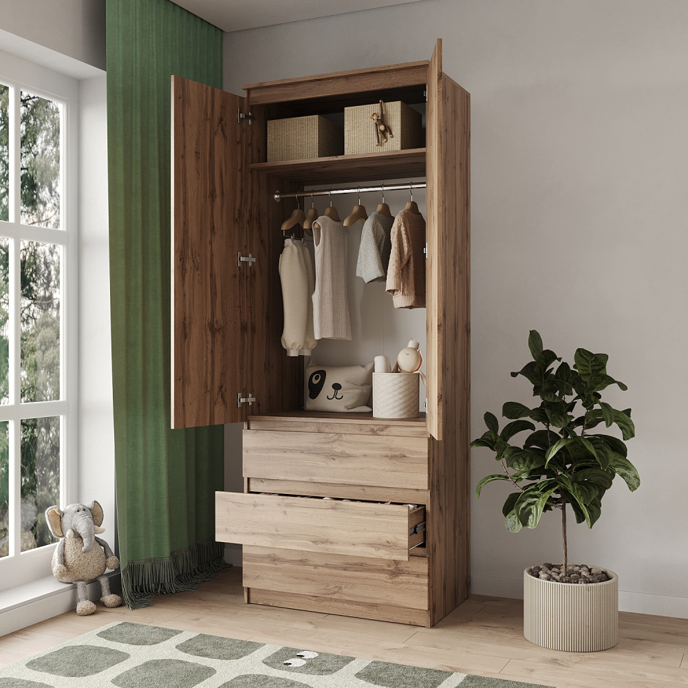 Шкаф распашной с ящиками MebelStar Нео 2Д3Ш 80x50x210 см Дуб тахо (MBS-1116)