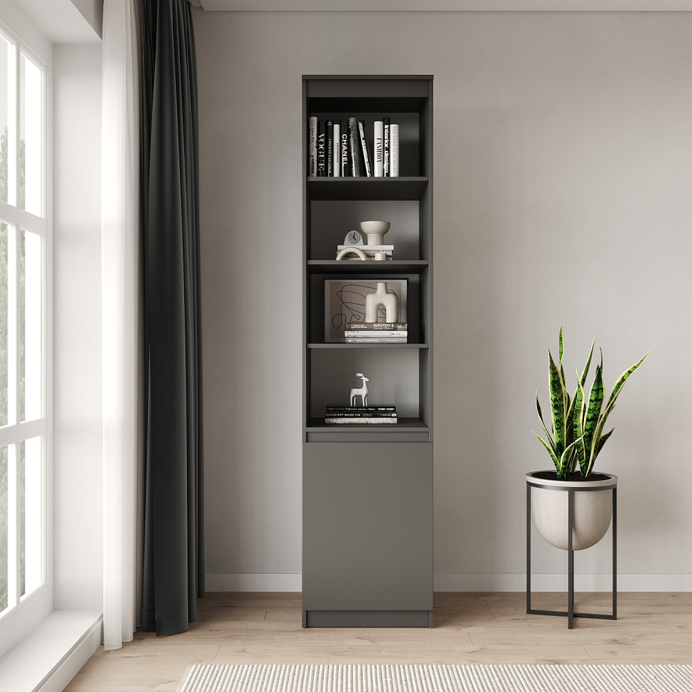 Пенал с открытыми полками MebelStar Нео 1Д 50x50x210 см Антрацит (MBS-1156)