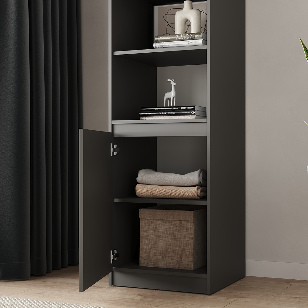 Пенал с открытыми полками MebelStar Нео 1Д 50x50x210 см Антрацит (MBS-1156)