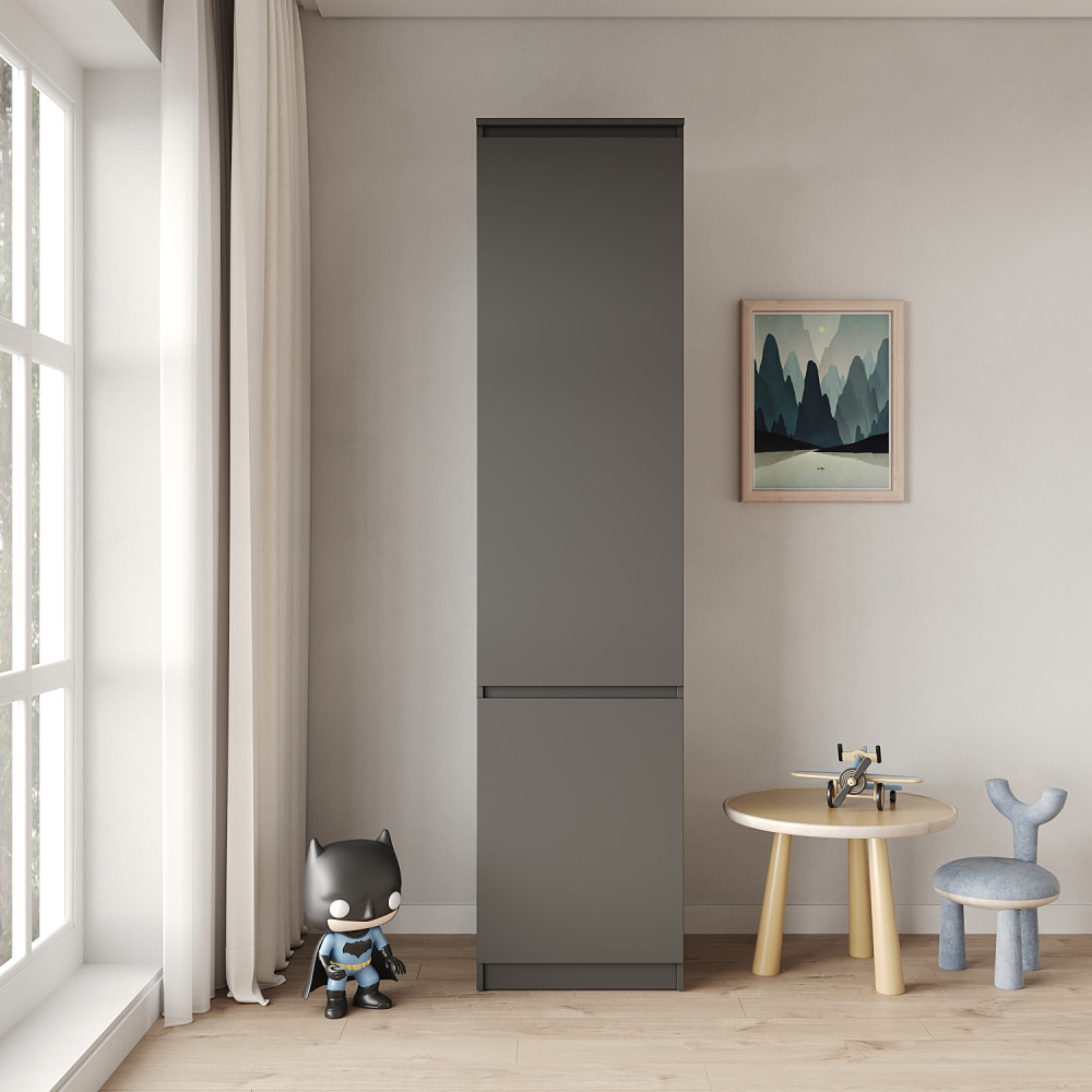 Пенал закрытый с полками MebelStar Нео 2Д 50x50x210 см Антрацит (MBS-1176)