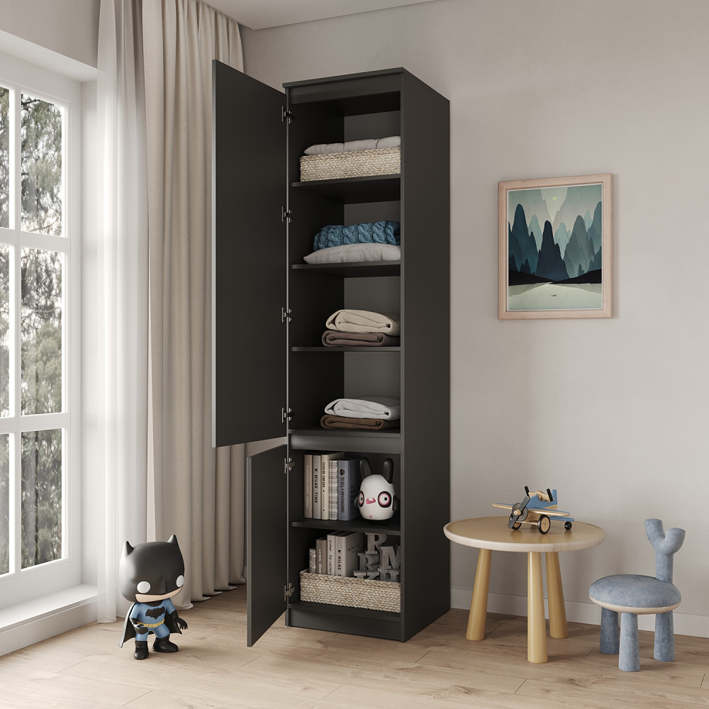 Пенал закрытый с полками MebelStar Нео 2Д 50x50x210 см Антрацит (MBS-1176)