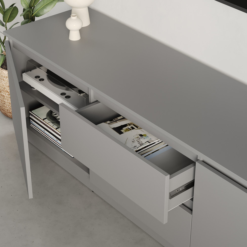 Тумба под телевизор MebelStar Нео 2Ш2Д 150x43x53 см Серая мышка (MBS-1256)