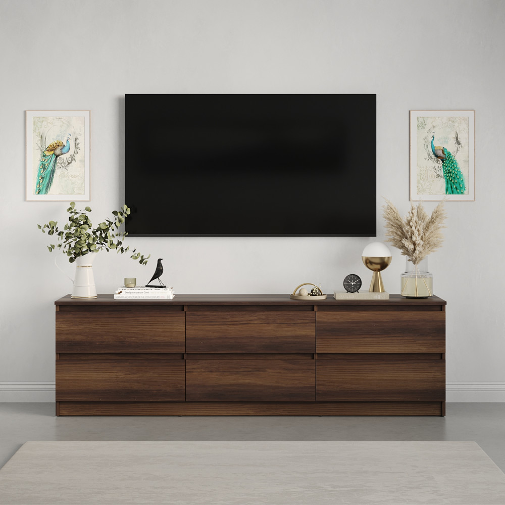 Тумба под телевизор MebelStar Нео 6Ш 180x43x53 см Дуб янтарный (MBS-1296)