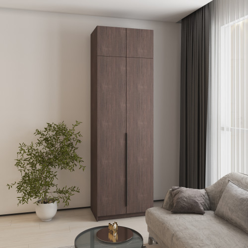 Шкаф 2-дверный с антресолью MebelStar Оскар ДСП BL-B, стандарт 80x52x260 см Дуб ристрето (MBS-4774)