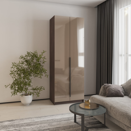 Шкаф 2-дверный MebelStar Оскар Gloss BL-B, дополнительная штанга 80x52x220 см Дуб ристрето/Латте (MBS-5118)