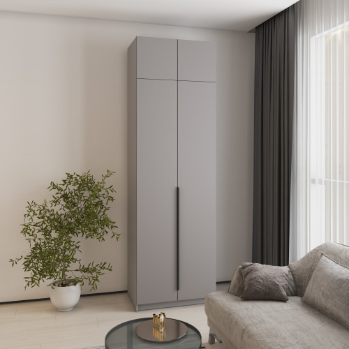 Шкаф 2-дверный с антресолью MebelStar Оскар МДФ Ultra Mat BL-B, стандарт 80x52x260 см Серая мышка/Серый (MBS-5829)