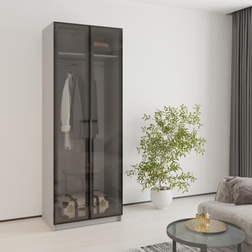 MebelStar 2-door wardrobe Oscar Showcase BL-B, standard Gray mouse, 80x52x220 cm (MBS-6680)