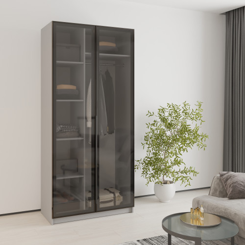MebelStar 2-door wardrobe Oscar Showcase BL-B, standard Gray mouse, 100x52x220 cm (MBS-6690)