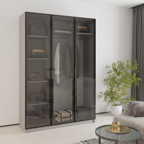 MebelStar 3-door wardrobe Oscar Showcase BL-B, standard Gray mouse, 150x52x220 cm (MBS-6710)