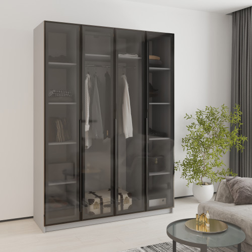 MebelStar 4-door wardrobe Oscar Showcase BL-B, standard Gray mouse, 160x52x220 cm (MBS-6720)