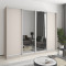 MebelStar Four-door wardrobe Standard AL 2DSP/2 Mirrors Cashmere, 260x60x210 cm (MBS-12279)