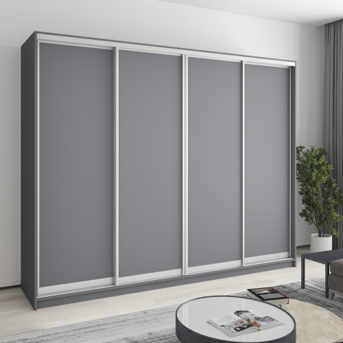 Шкаф-купе четырехдверный MebelStar Стандарт AL 4ДСП 260x45x210 см Антрацит (MBS-12179)