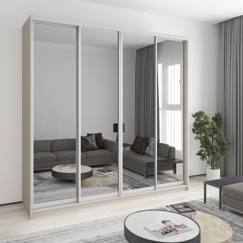 Шкаф-купе четырехдверный MebelStar Комбо AL 4 Зеркала 240x60x240 см Кашемир (MBS-13429)