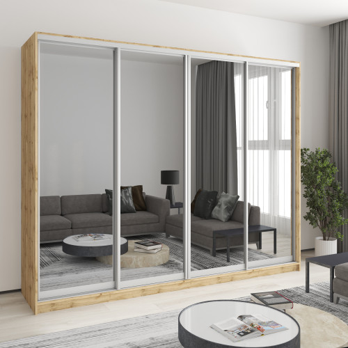 MebelStar Four-door wardrobe Combo AL 4 Mirrors Tahoe Oak, 260x60x210 cm (MBS-12599)