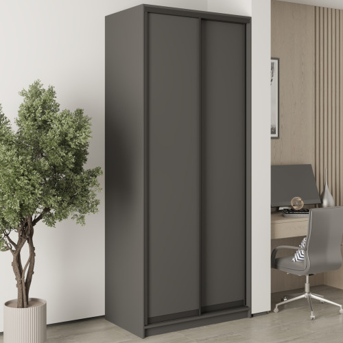 MebelStar Two-door wardrobe Standard BG 2DSP Anthracite, 100x60x240 cm (MBS-10039)