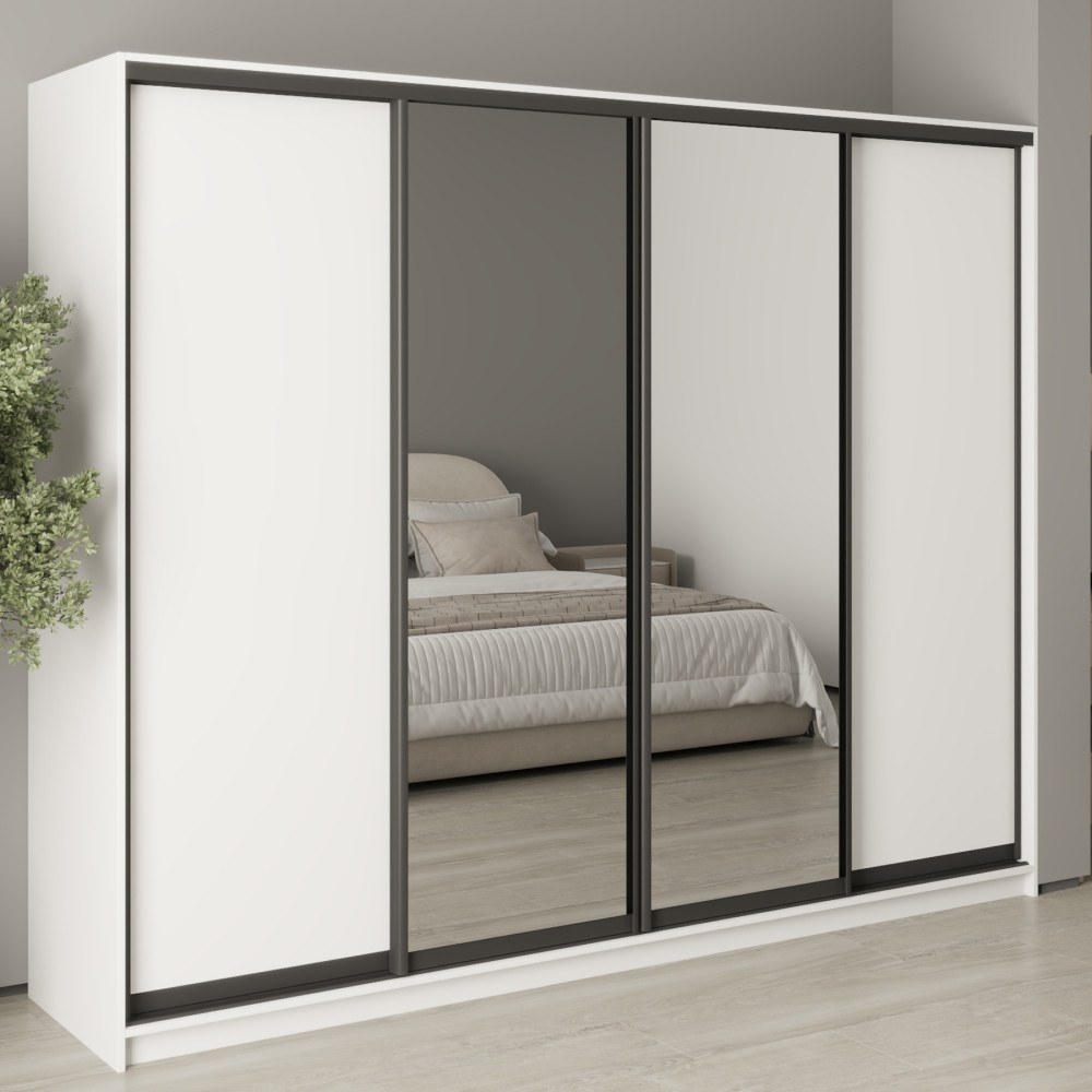 MebelStar Four-door wardrobe Standard BG 2DSP/2 Mirrors Alaska white, 260x60x210 cm (MBS-11839)