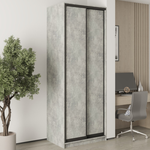 MebelStar Two-door wardrobe Uni BG 2DSP Concrete, 90x60x240 cm (MBS-10449)
