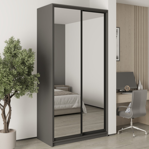 Шафа-купе дводверна MebelStar Уні BG 2 Дзеркала 120x45x240 см Антрацит (MBS-10549)