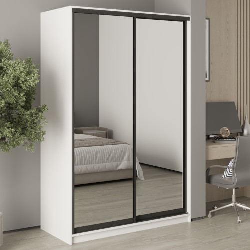 MebelStar Two-door wardrobe Standard BG 2 Mirrors Alaska white, 140x60x210 cm (MBS-11249)