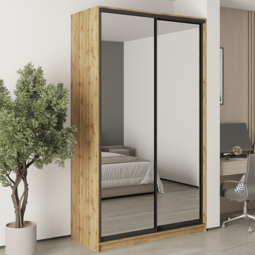 MebelStar Two-door wardrobe Standard BG 2 Mirrors Tahoe Oak, 140x45x240 cm (MBS-10349)
