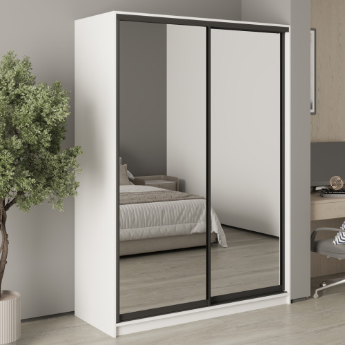 MebelStar Two-door wardrobe Standard BG 2 Mirrors Alaska white, 150x45x210 cm (MBS-11169)