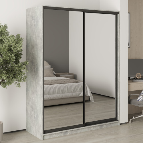 Шафа-купе дводверна MebelStar Комбо BG 2 Дзеркала 160x60x210 см Бетон (MBS-11649)