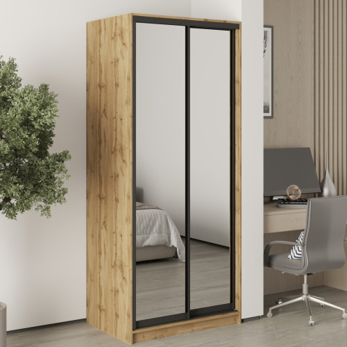 Шкаф-купе двухдверный MebelStar Стандарт BG 2 Зеркала 90x60x210 см Дуб тахо (MBS-11289)