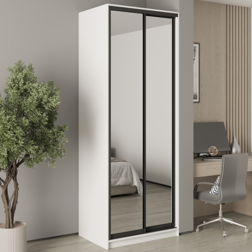 MebelStar Two-door wardrobe Standard BG 2 Mirrors Alaska white, 90x45x240 cm (MBS-10299)