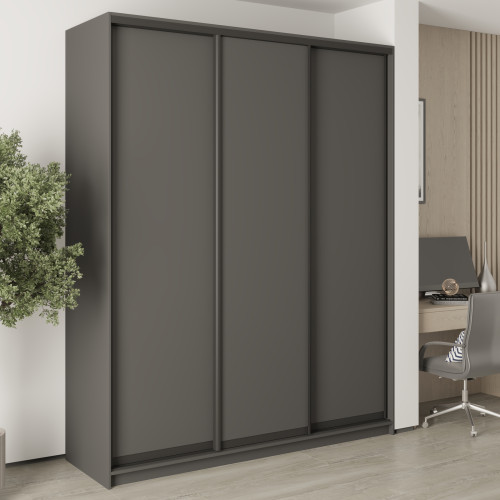 MebelStar Three-door wardrobe Combo BG 3DSP Anthracite, 190x45x240 cm (MBS-9429)