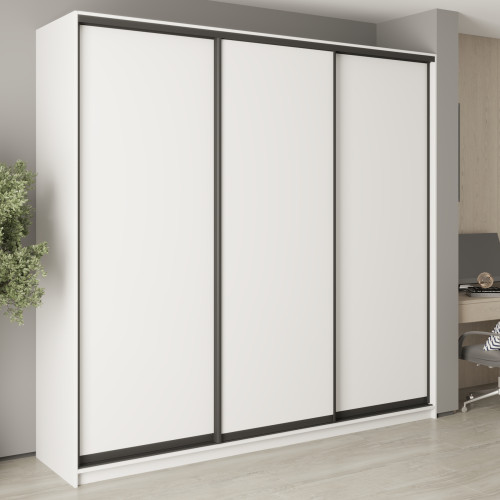 Шкаф-купе трехдверный MebelStar Уни BG 3ДСП 250x45x240 см Аляска белая (MBS-7681)