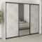 MebelStar Three-door wardrobe Uni BG 2DSP/Mirror Concrete, 250x45x210 cm (MBS-8001)