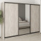 MebelStar Three-door wardrobe Uni BG 2DSP/Mirror Alaska gray, 270x45x210 cm (MBS-8011)