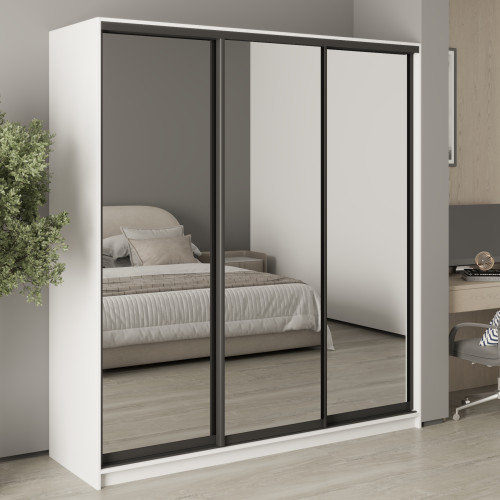 MebelStar Three-door wardrobe Combo BG 3 Mirrors Alaska white, 190x45x210 cm (MBS-9229)