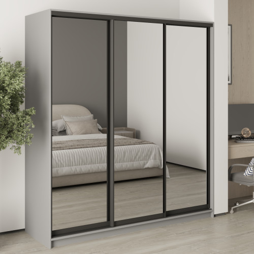 MebelStar Three-door wardrobe Combo BG 3 Mirrors Gray mouse, 190x45x210 cm (MBS-9369)