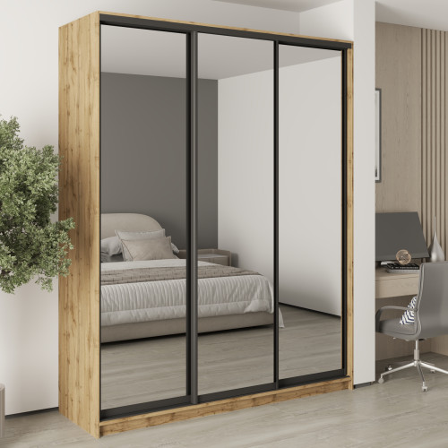 MebelStar Three-door wardrobe Combo BG 3 Mirrors Tahoe Oak, 190x60x240 cm (MBS-9939)