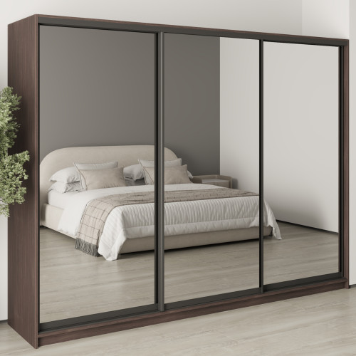 Шкаф-купе трехдверный MebelStar Уни BG 3 Зеркала 270x45x210 см Дуб ристрето (MBS-8091)